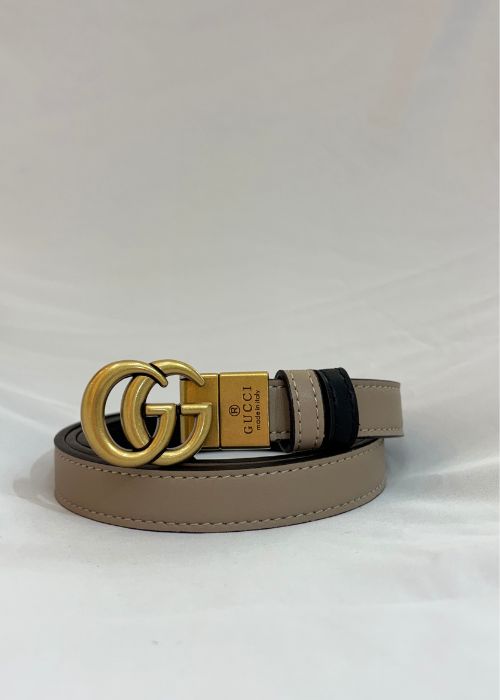 Cinto Dupla Face G Marmont em Couro Nude e Preto
