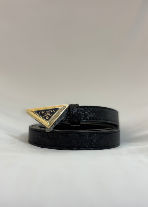 Cinto Pra em Couro Saffiano Preto ( Linha Italiana)