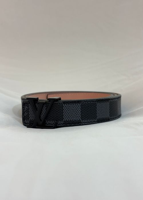 Cinto Unissex LV Initiales Fino (Damier Graphite) ( Linha Italiana)
